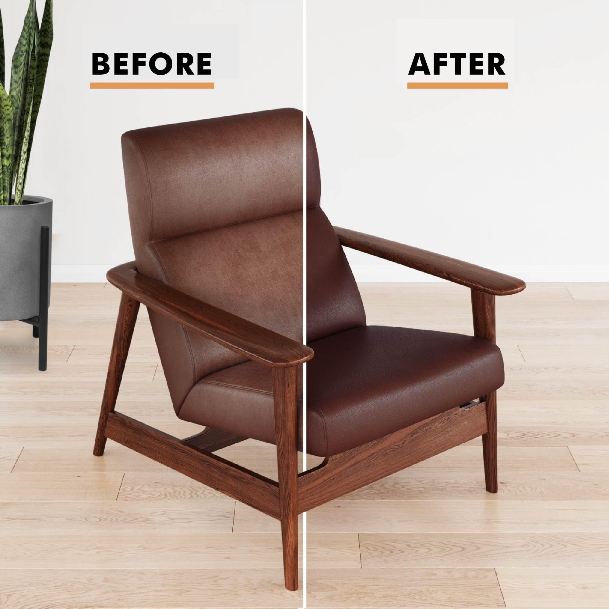 FORTIVO applied on leather couch showing color restoration and improved appearance