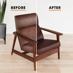 FORTIVO applied on leather couch showing color restoration and improved appearance