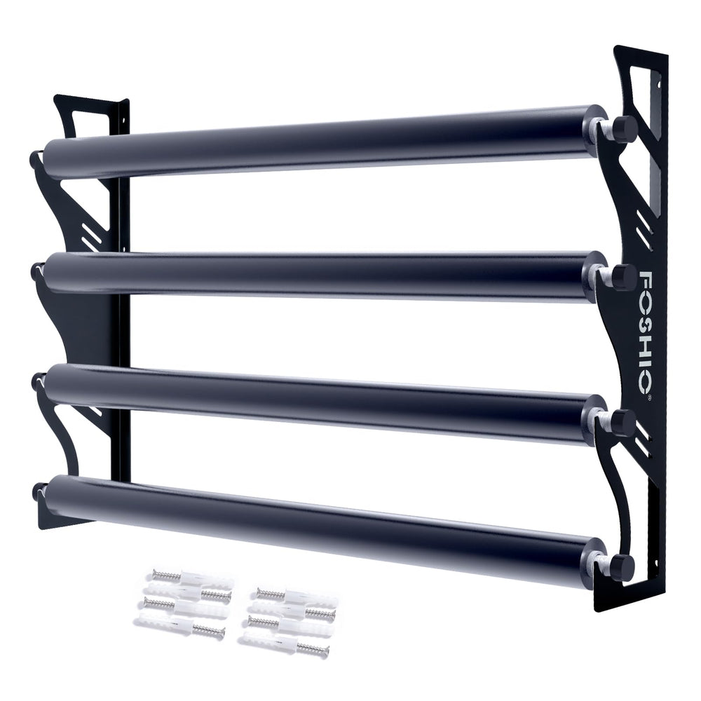 FOSHIO front view of mounted brackets showing sturdy storage benefit