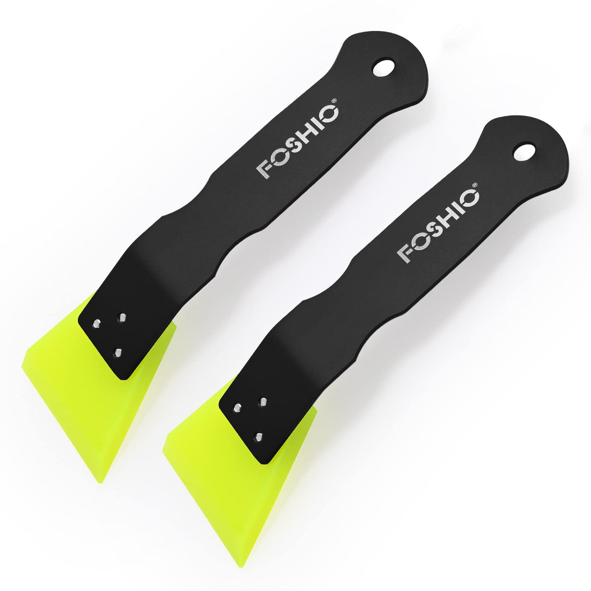 FOSHIO front view of two-pack squeegees showing compact design and benefits