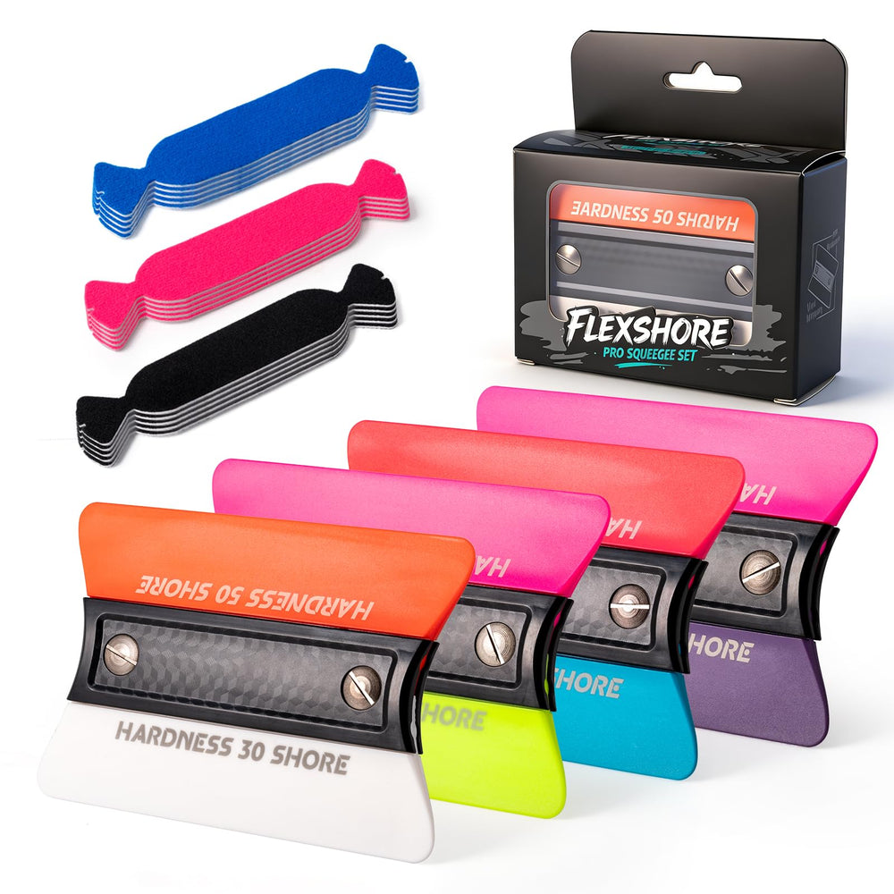 FOSHIO squeegee next to ruler showing compact size and professional scale