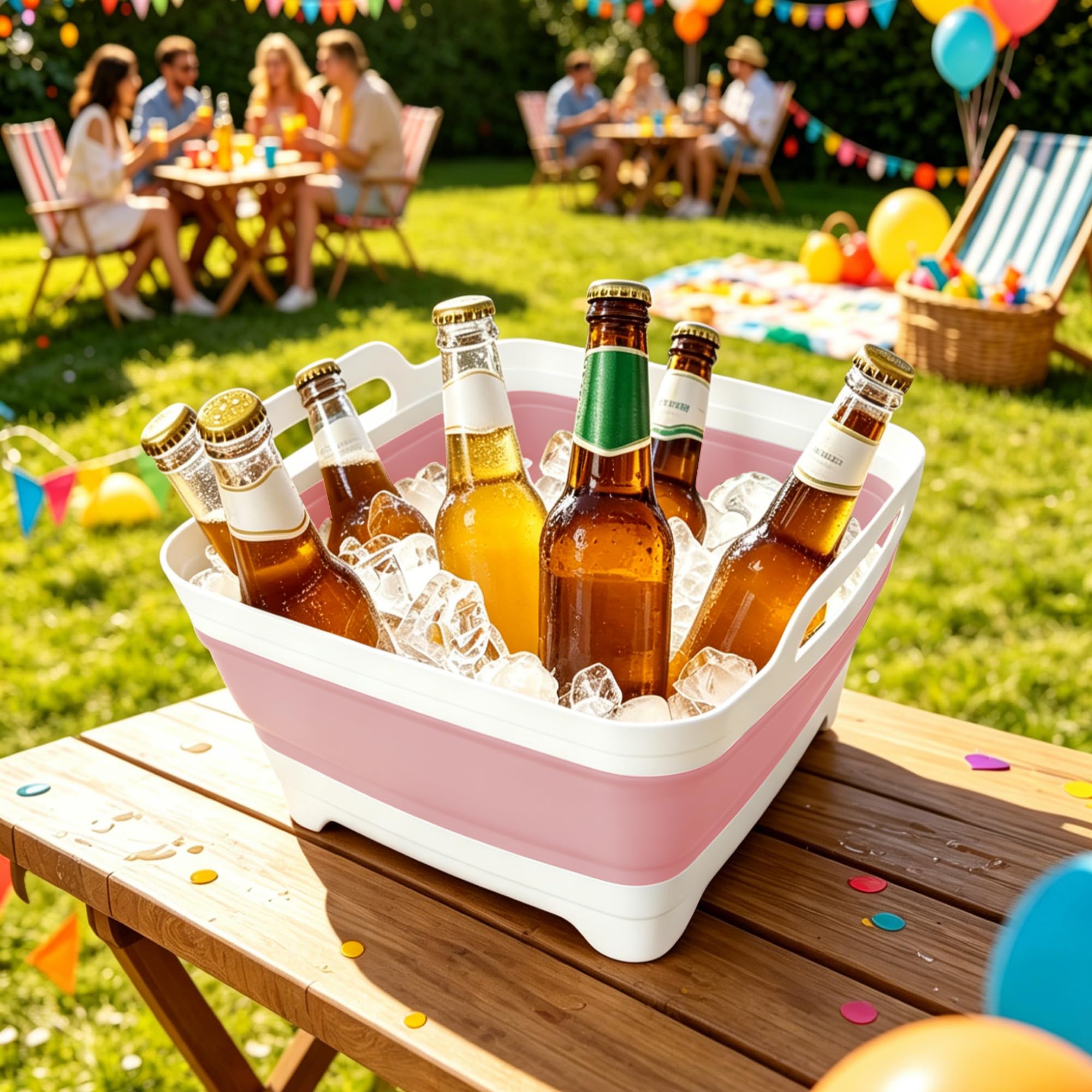 FOSJGO basin used as ice bucket showcasing versatile outdoor use