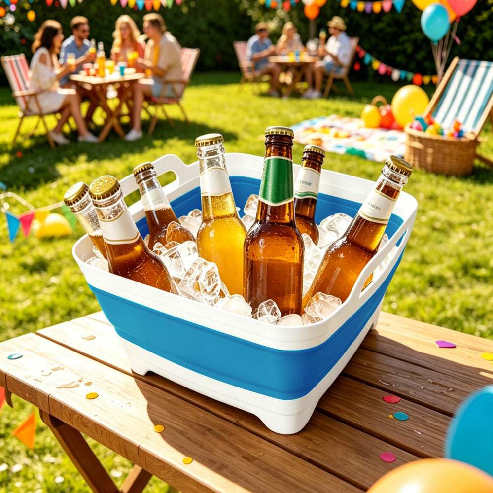 FOSJGO basin used as ice bucket outdoors, keeps drinks cold for gatherings