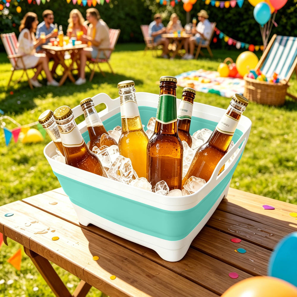 FOSJGO basin as ice bucket outdoors keeping drinks cold at events