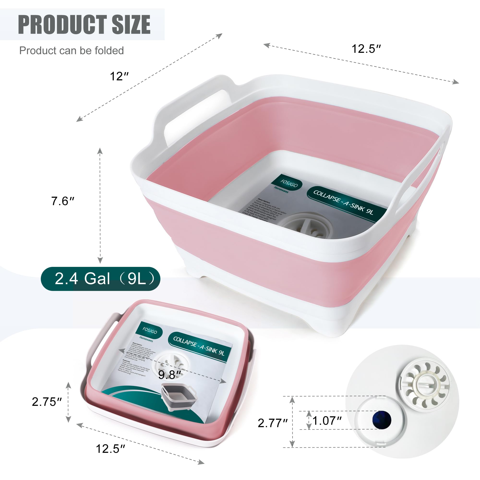FOSJGO drain plug detail with easy-pull release for spill-free emptying