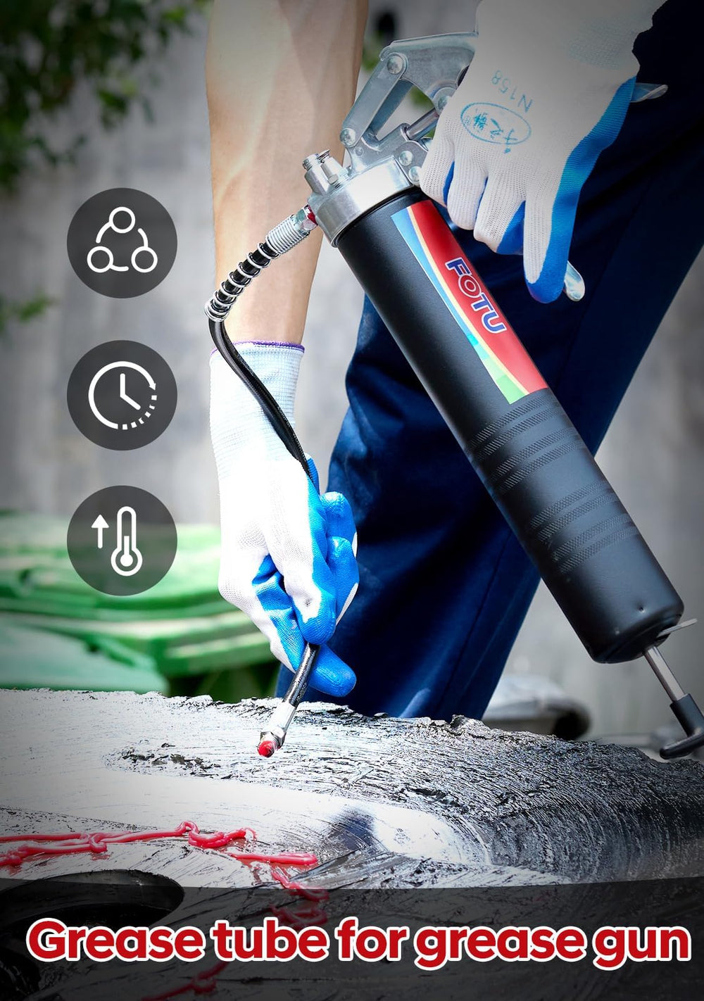 FOTU red grease texture close-up highlighting heavy-duty consistency and adhesion