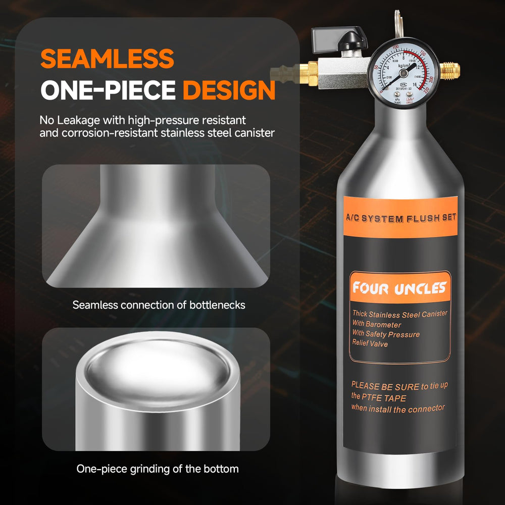 FOUR UNCLES stainless steel canister close-up highlighting corrosion resistance