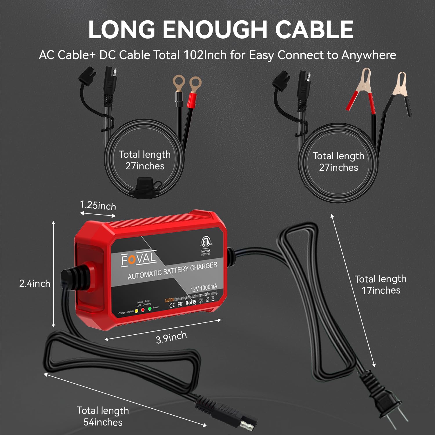 FOVAL charger next to smartphone showing compact size and space-saving