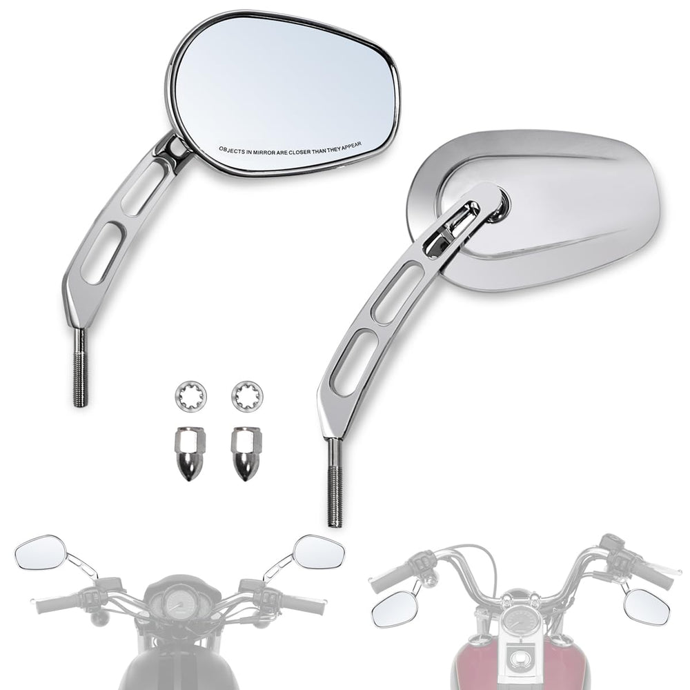 FOVPLUE front view mirror on Harley showing sleek finished look and improved rear visibility