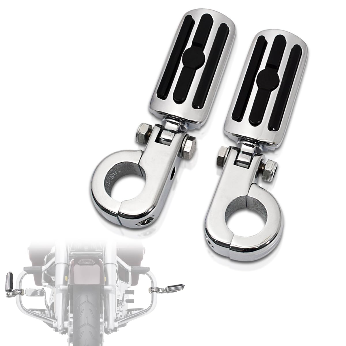 FOVPLUE front view on engine guard showing secure mount and improved comfort
