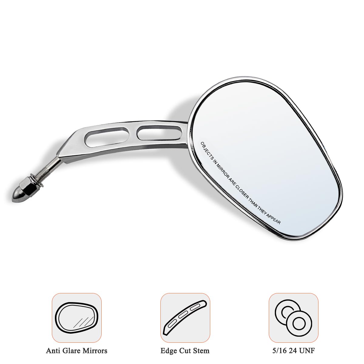 FOVPLUE mirror mounted below handlebar showing low-profile setup and rider preference