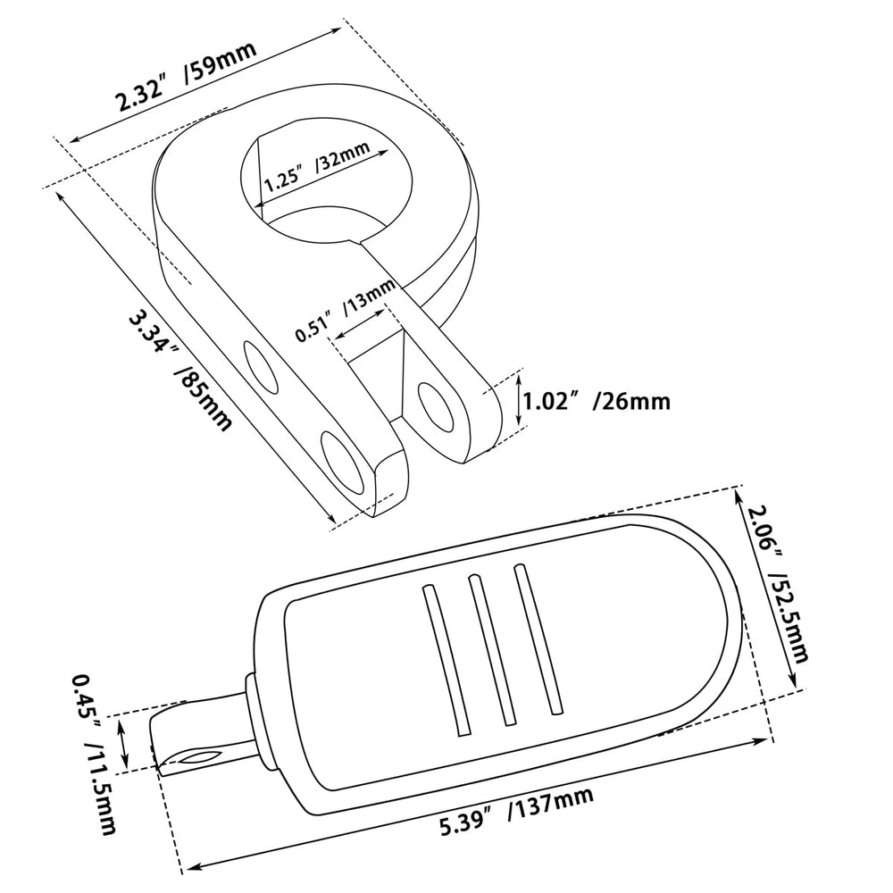 FOVPLUE size comparison with ruler showing 1.25 inch (32mm) fit