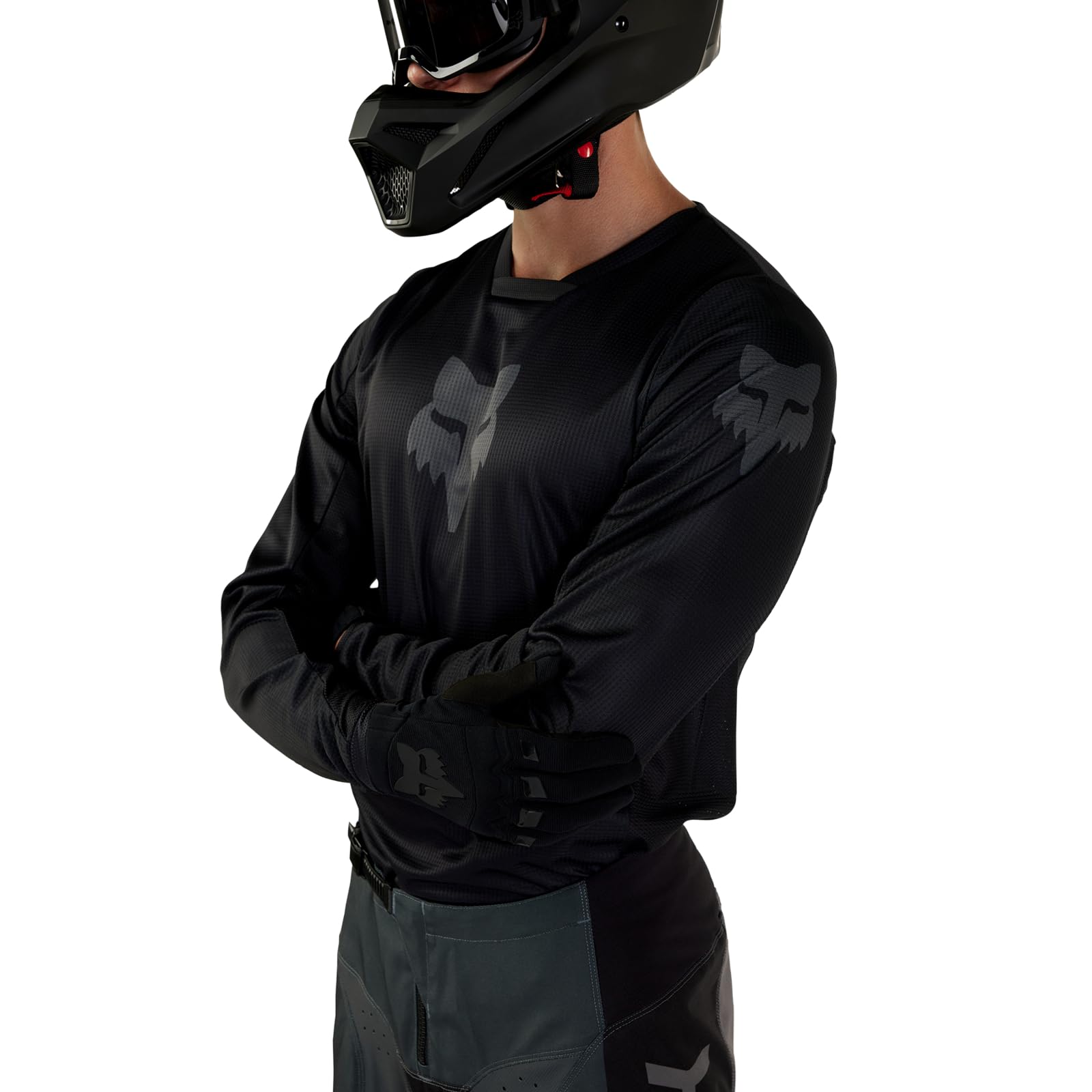 Fox Racing back view highlighting drop-tail hem for secure tuck and coverage