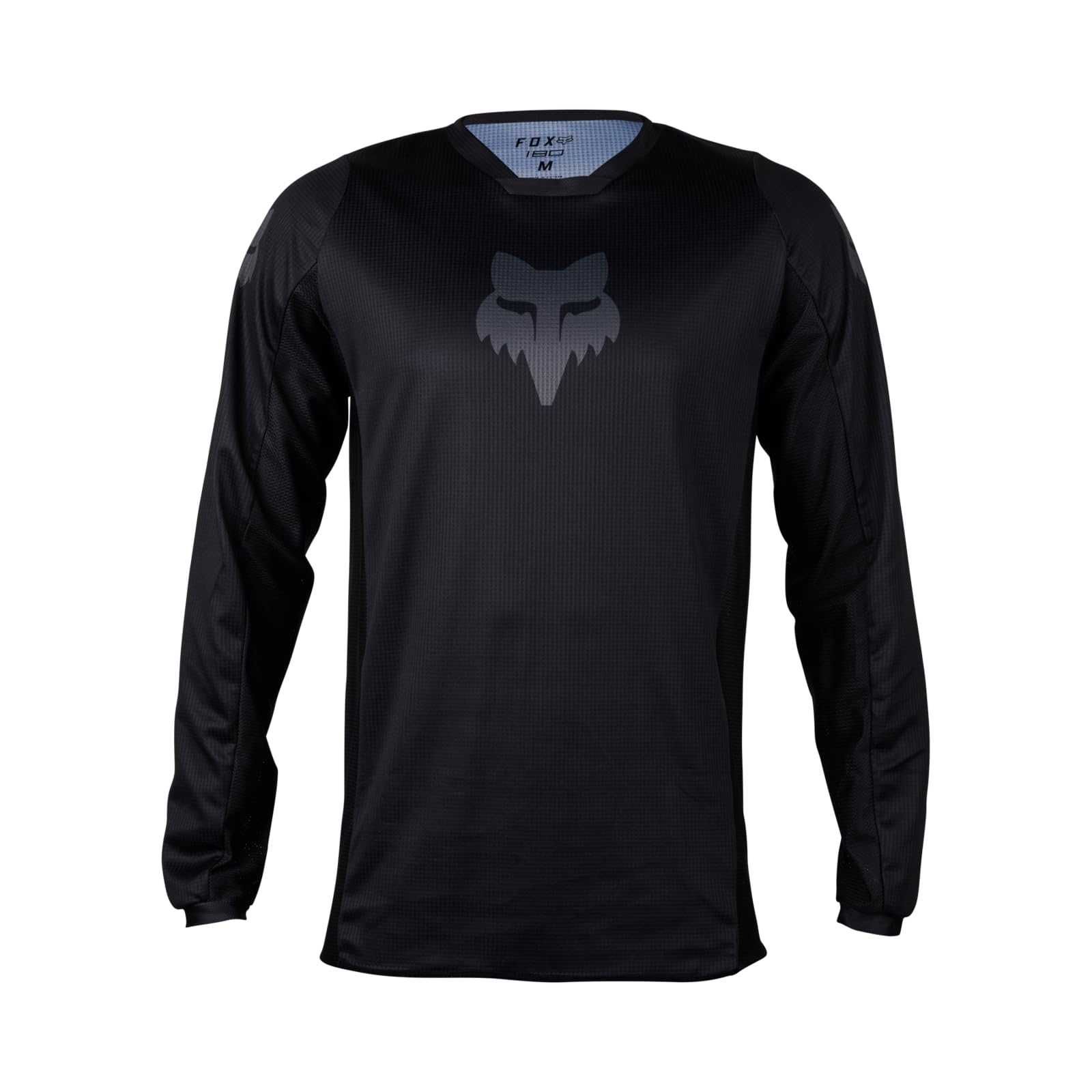 Fox Racing 180 Blackout flat lay next to helmet showing X-Large scale and compatibility