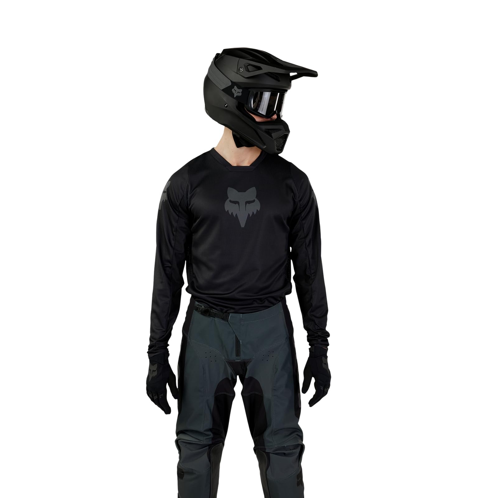 Fox Racing 180 Blackout front view showing fit and blackout style benefit breathability