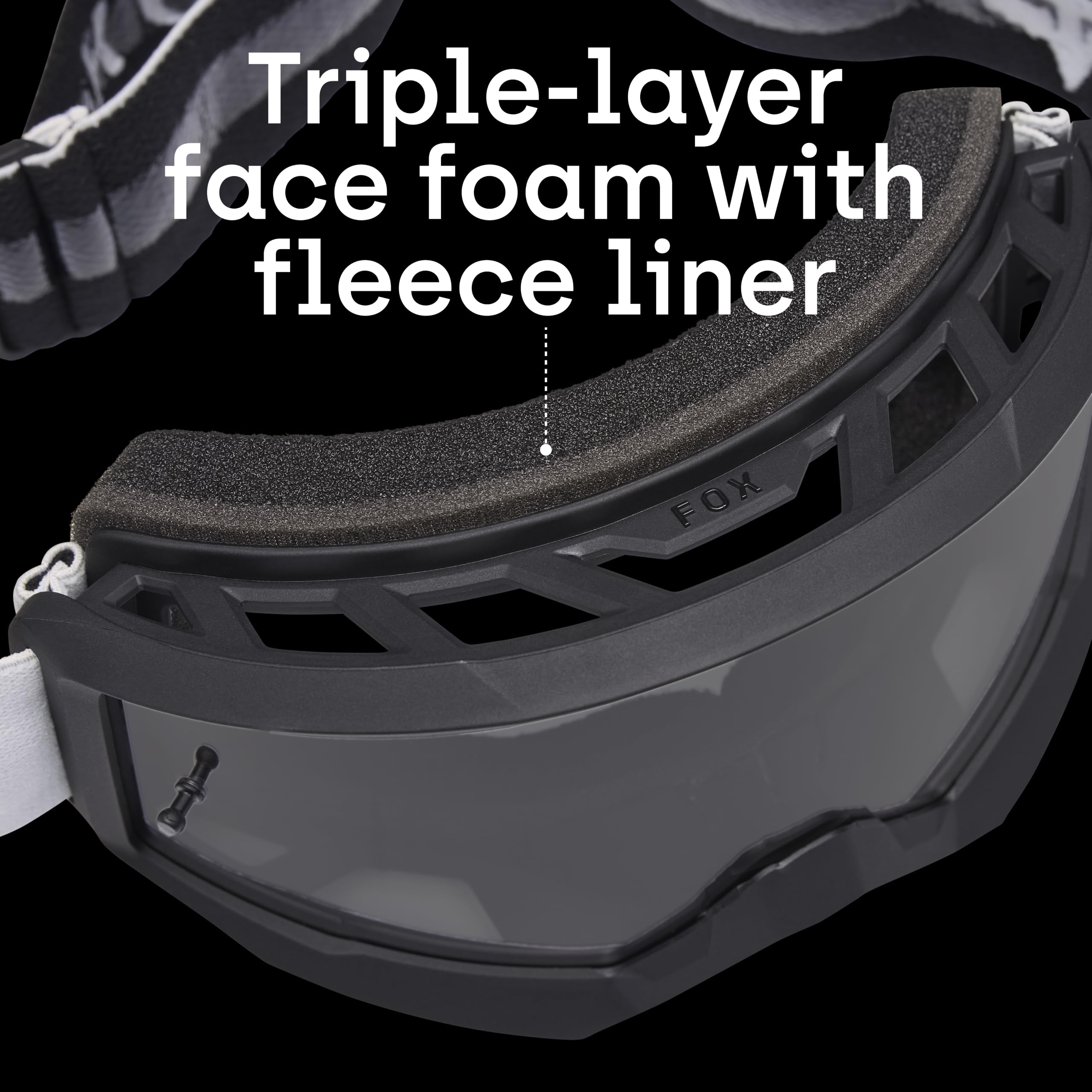 Fox Racing goggle worn by rider demonstrating protection and unobstructed sight