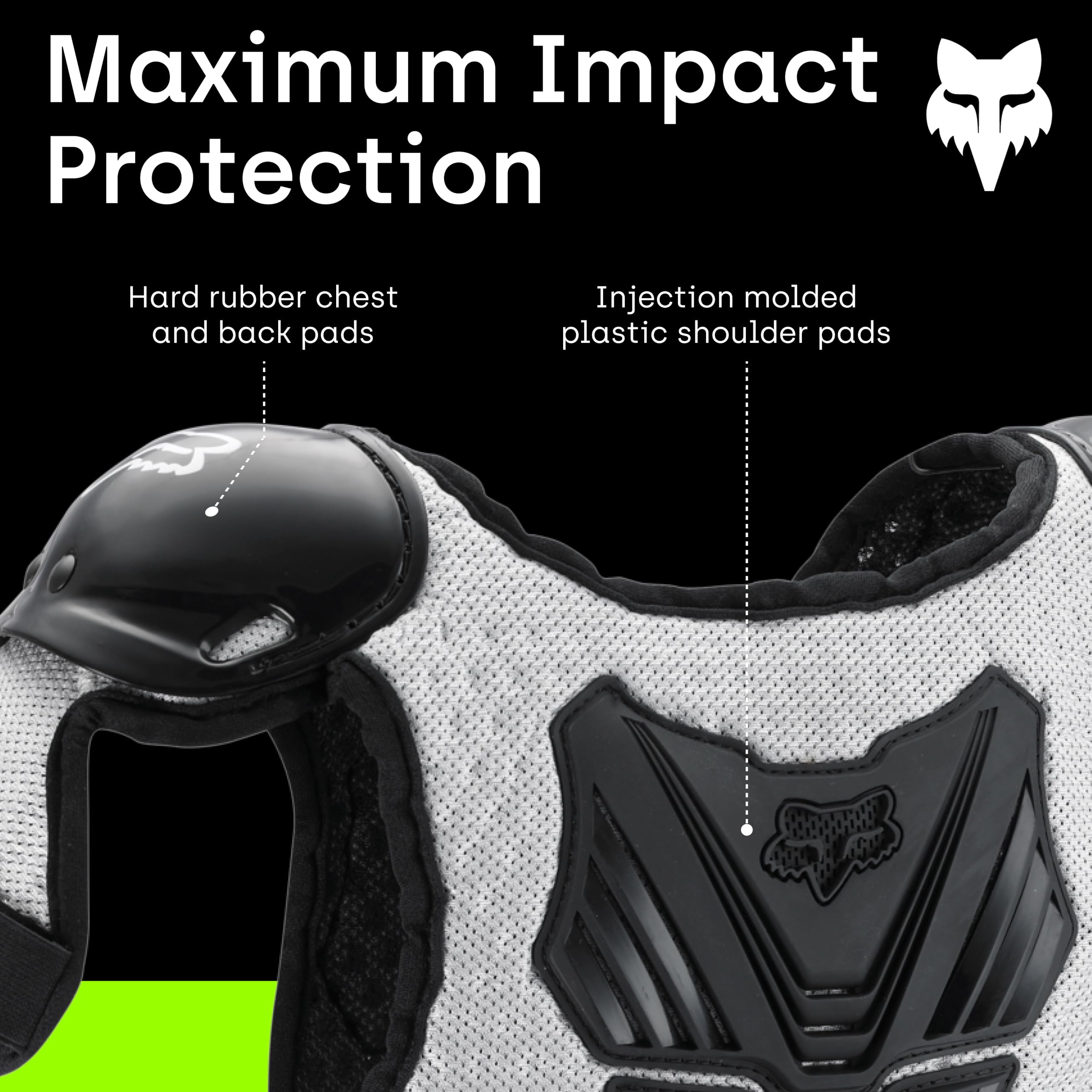 Fox Racing youth rider wearing chest guard in action for confidence