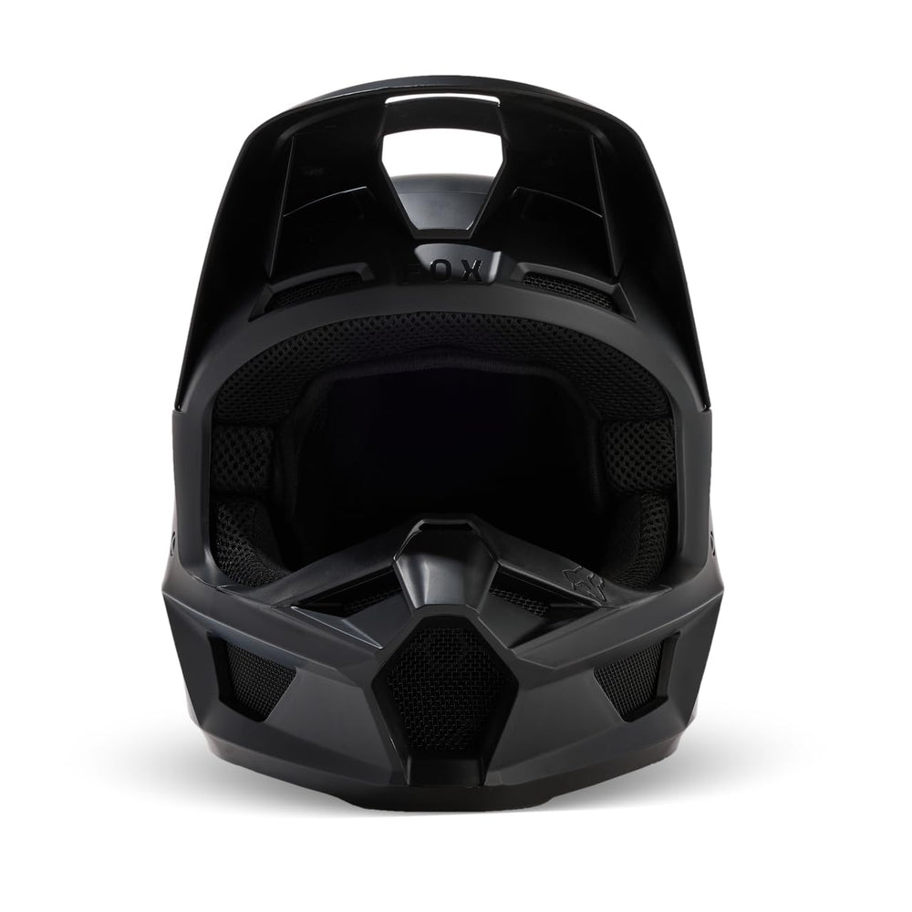 Fox Racing helmet side profile highlighting visor shape and aerodynamic benefit