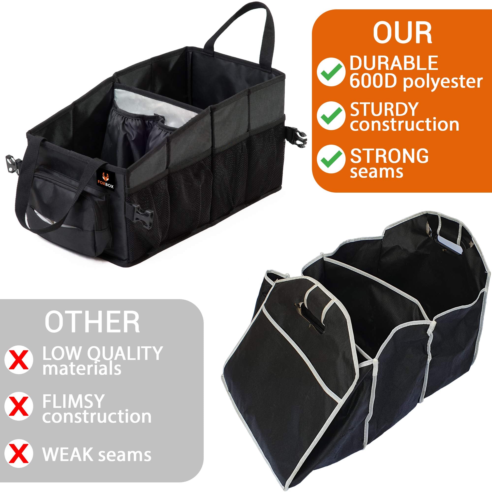 FoxBox mounted on backseat with kids' toys for organized family trips