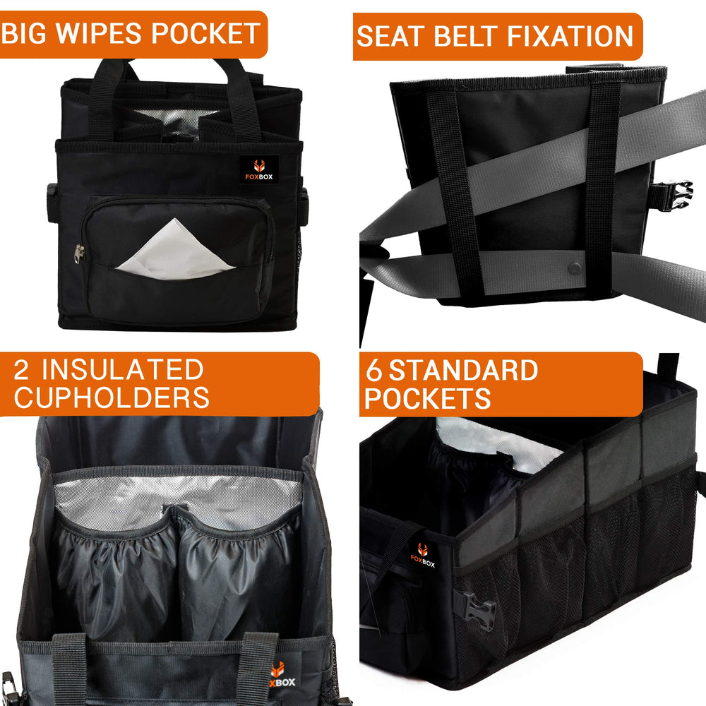 FoxBox side pocket detail showing easy-access wipes and small items