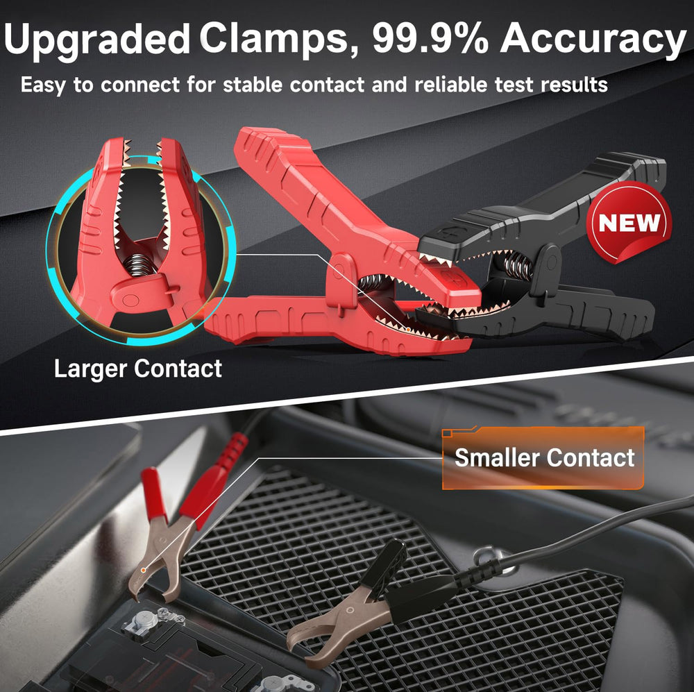 FOXWELL BT705 clamp contact detail demonstrating secure battery connection
