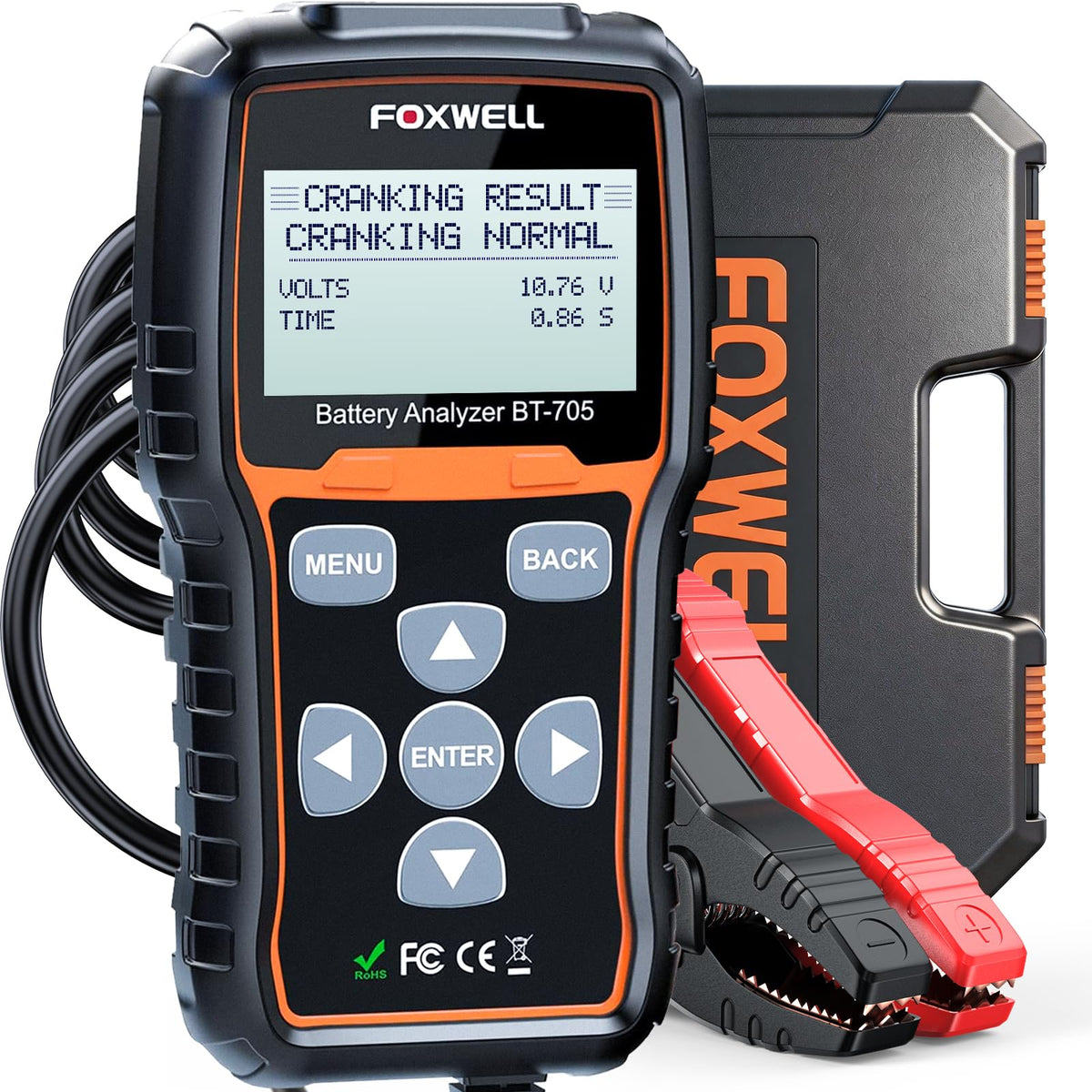 FOXWELL BT705 front display showing guided test results for quick decisions