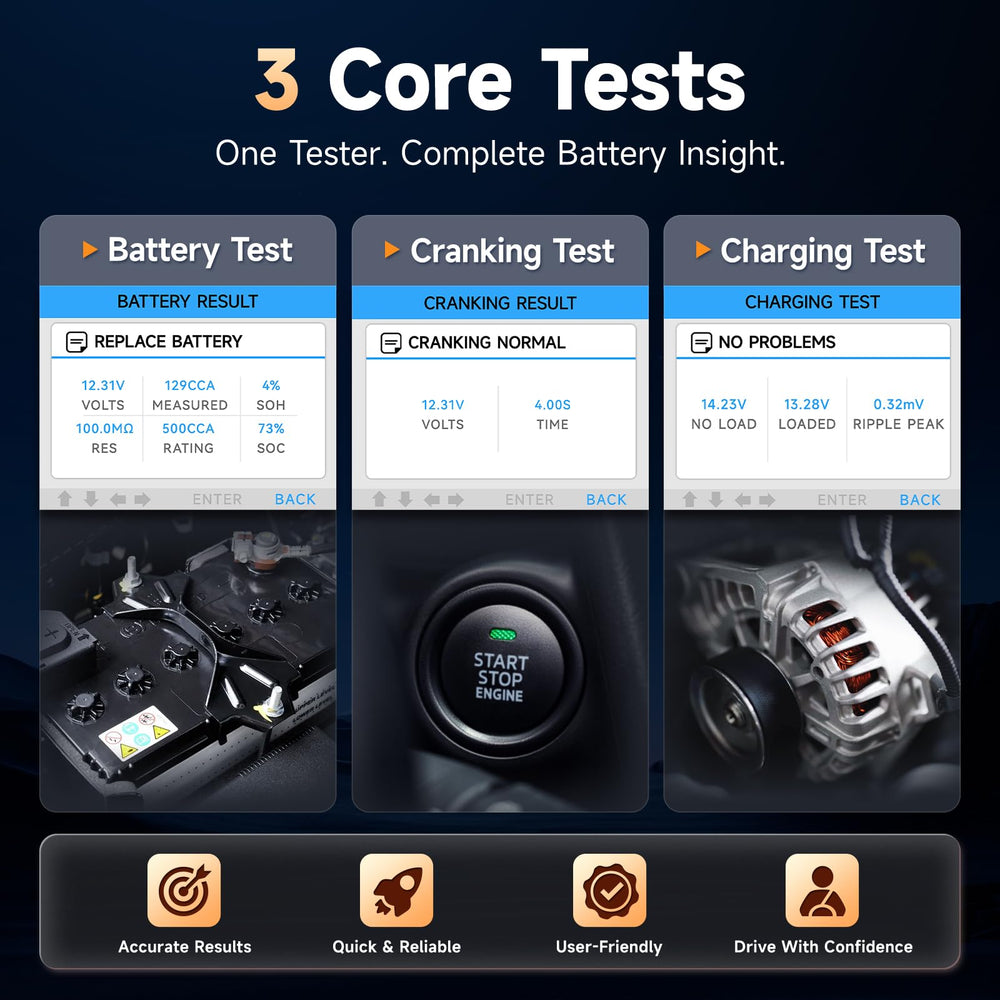 FOXWELL color display lit with test results for quick readable insights