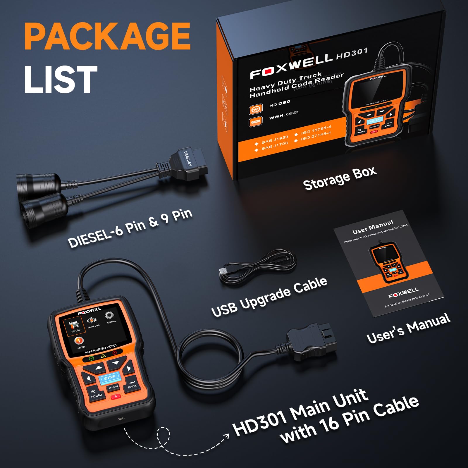 FOXWELL boxed kit with cables and manual ready for plug-and-play setup