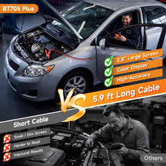 FOXWELL in-use in car testing battery and cranking from driver seat for convenience