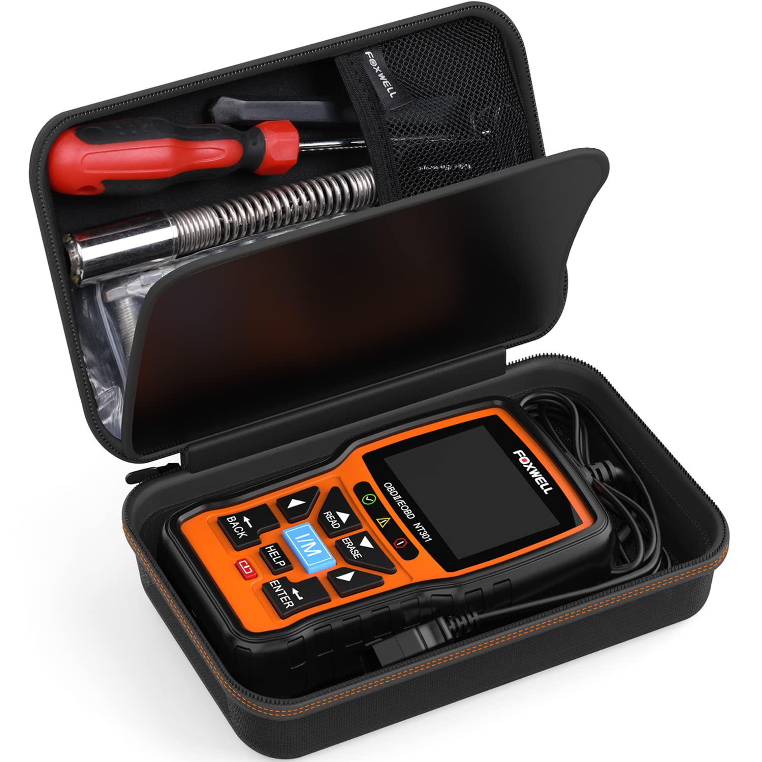 FOXWELL interior pocket detail holding cables for organized accessory storage