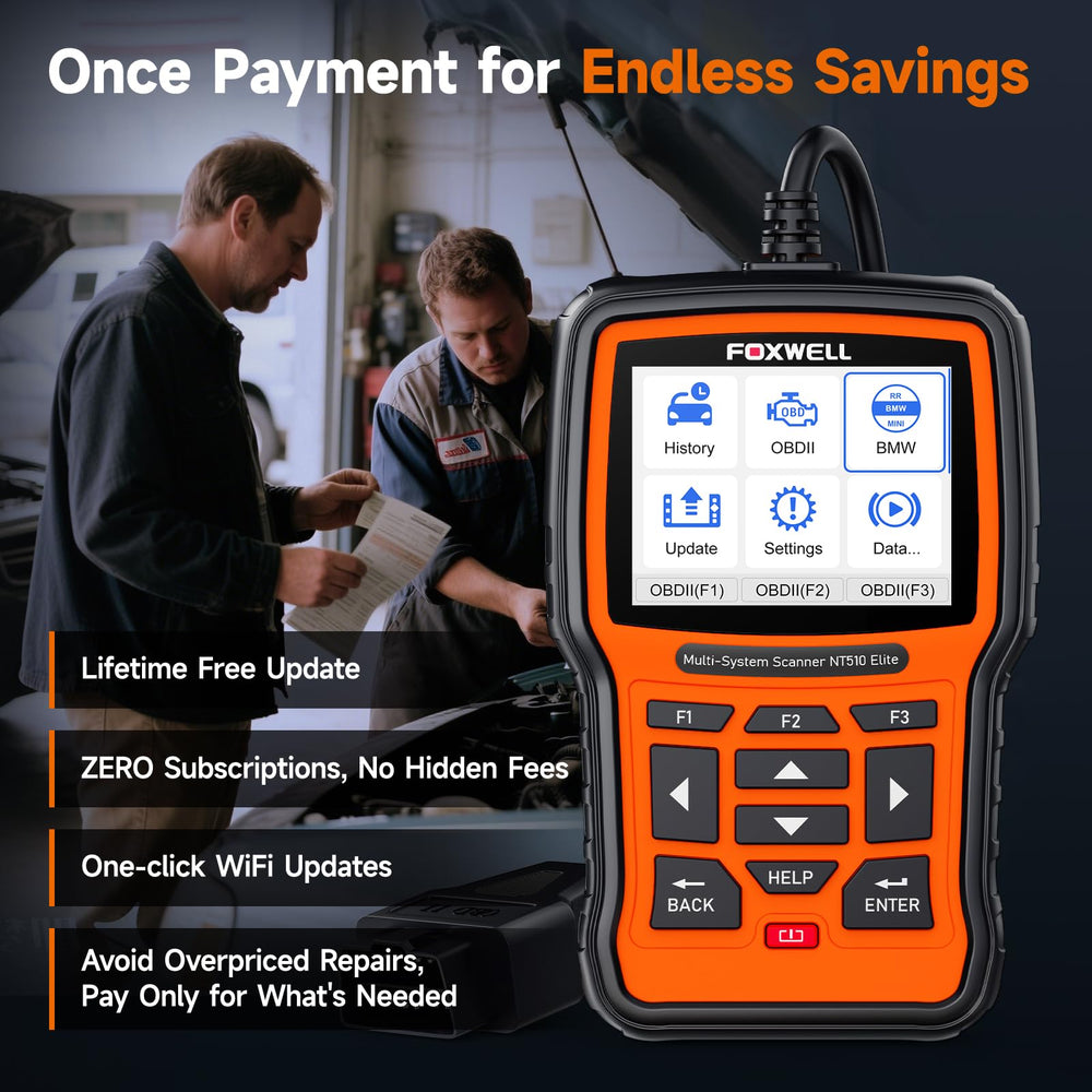 FOXWELL NT510 Elite active test screen commanding components, confirms faulty parts quickly