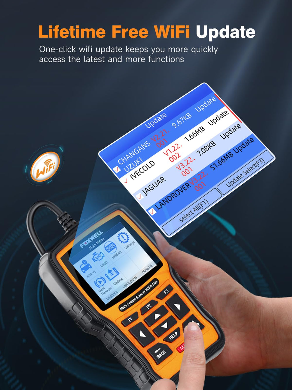 FOXWELL NT510 Elite screen showing live data graphs to speed fault isolation