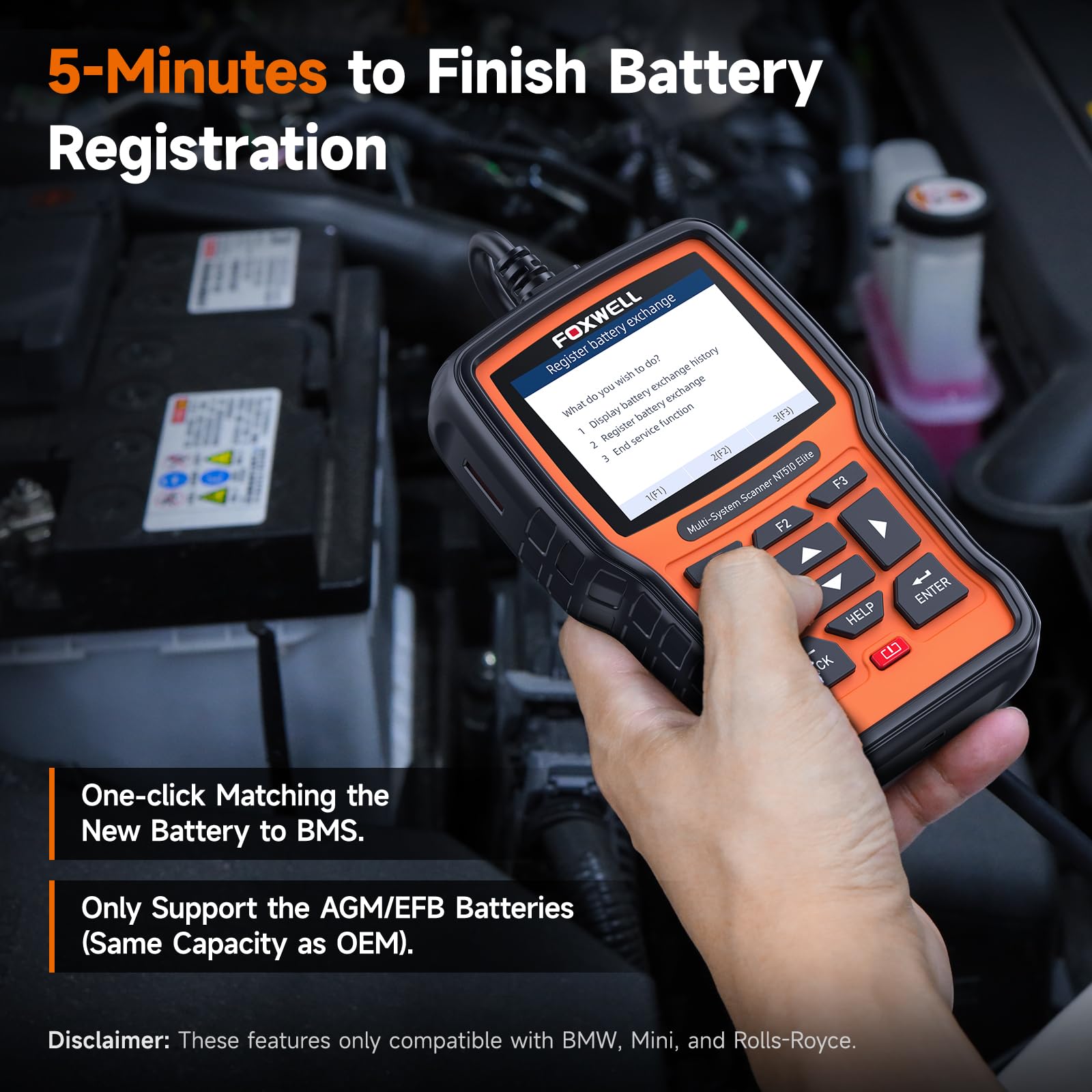 FOXWELL NT510 Elite screen close-up displaying live data, precise sensor monitoring benefit