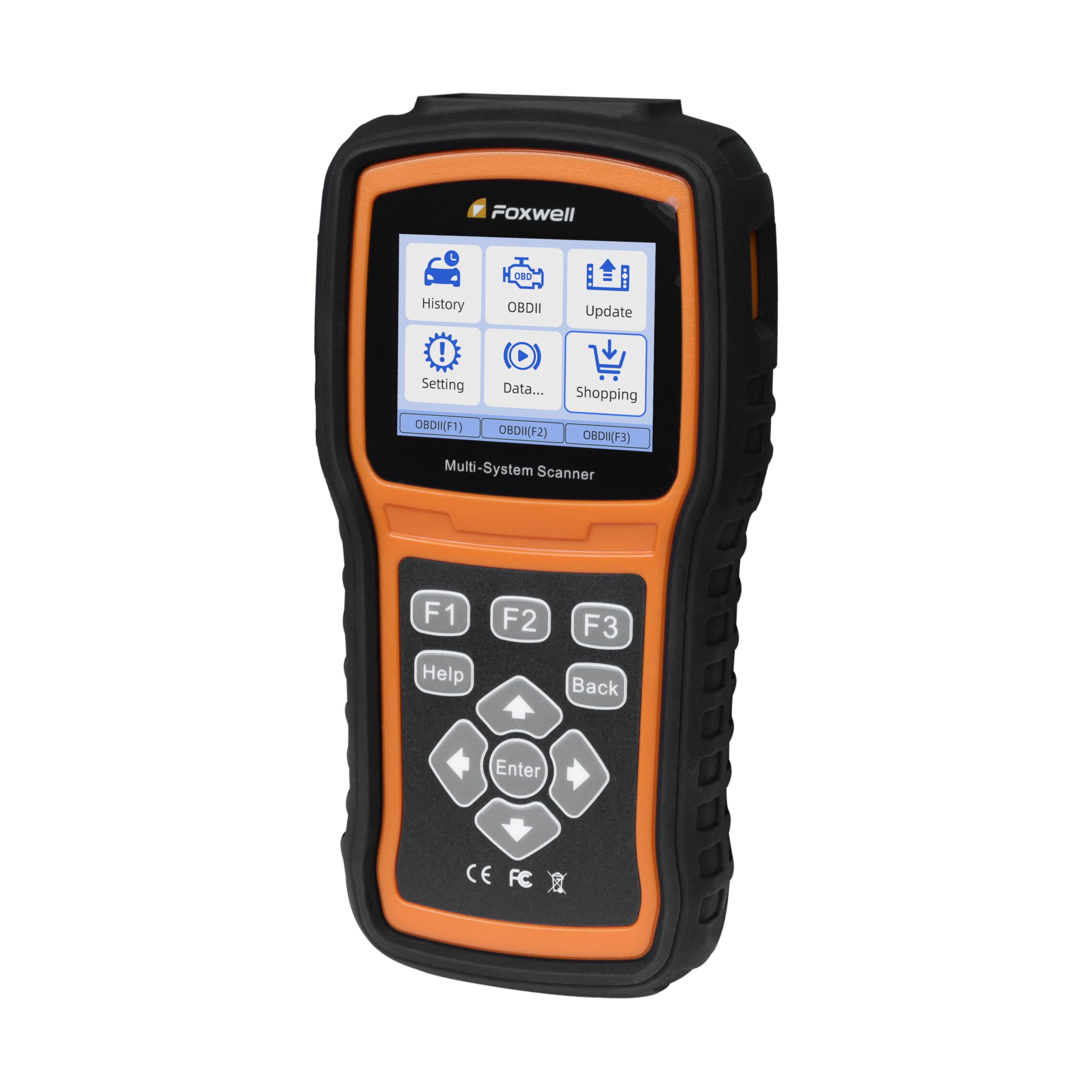 FOXWELL NT530 packaging with cables and manual showing included accessories and ready-to-use setup