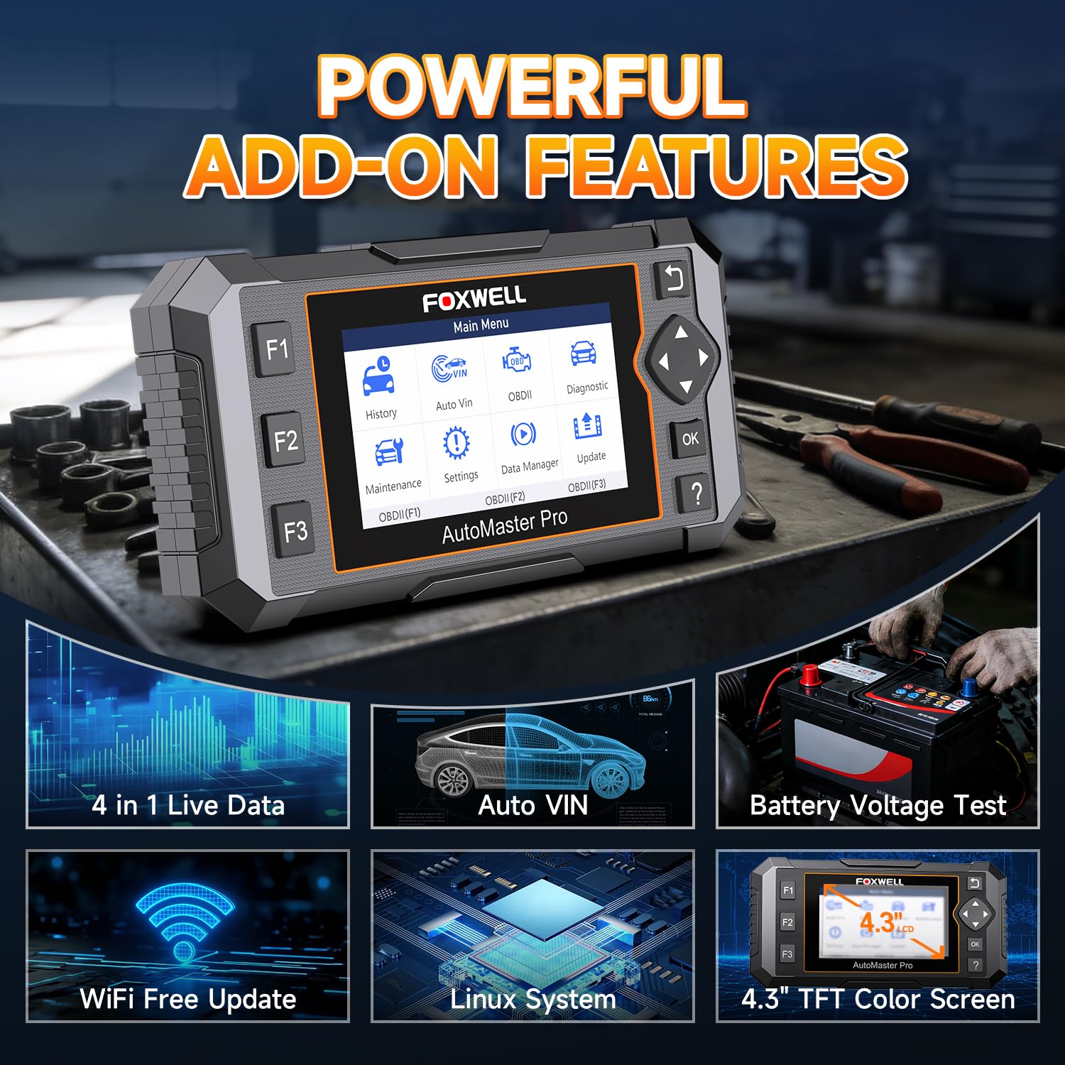 FOXWELL NT614 screen with built-in code definitions to avoid online searching