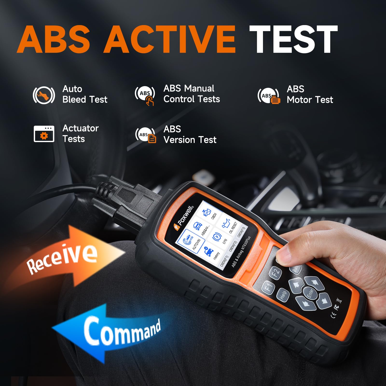 FOXWELL NT630 Plus button close-up, intuitive controls for fast navigation