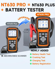 FOXWELL NT630 Pro clamps and cables connected for accurate battery testing