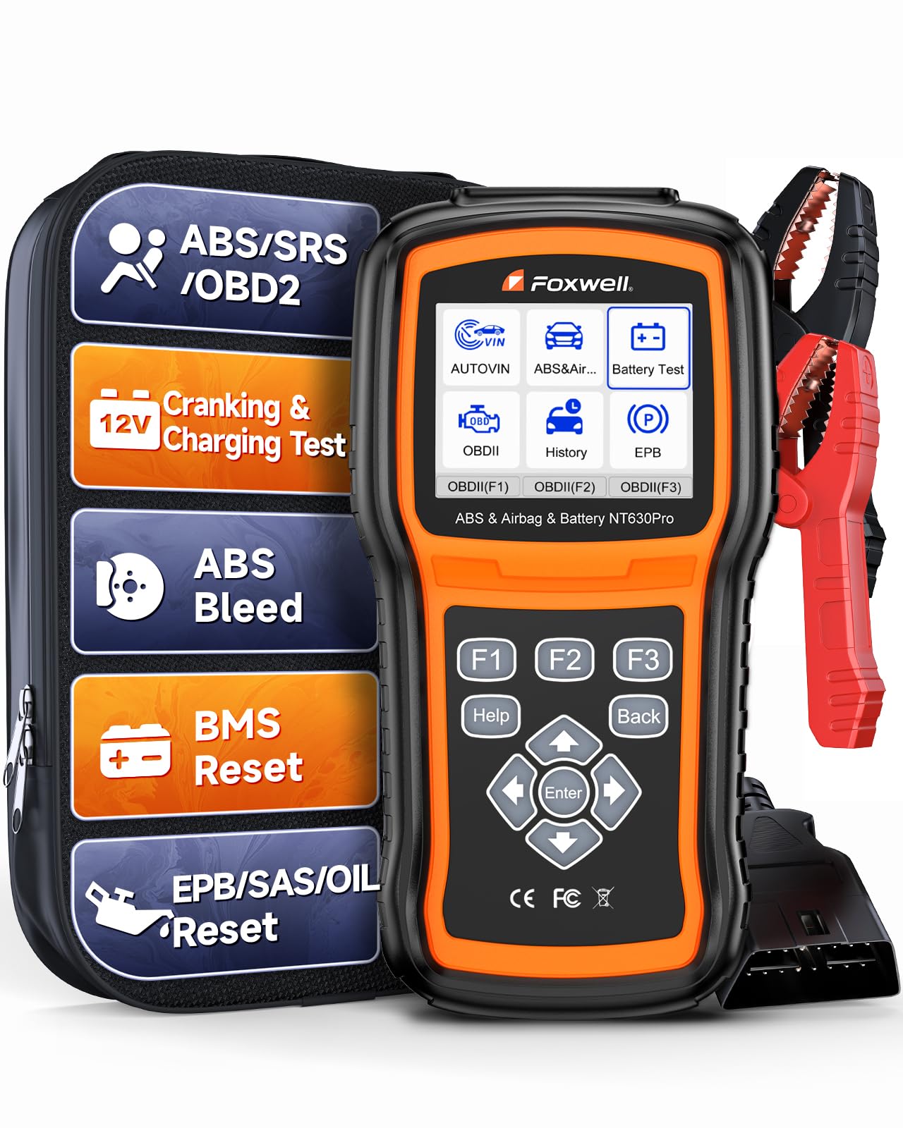 FOXWELL NT630 Pro front view showing buttons and scanner for fast diagnostics