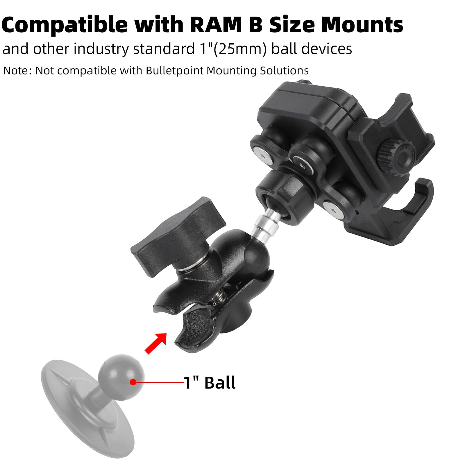 FPN 1" to 17mm ball adapter close-up for flexible mounting options