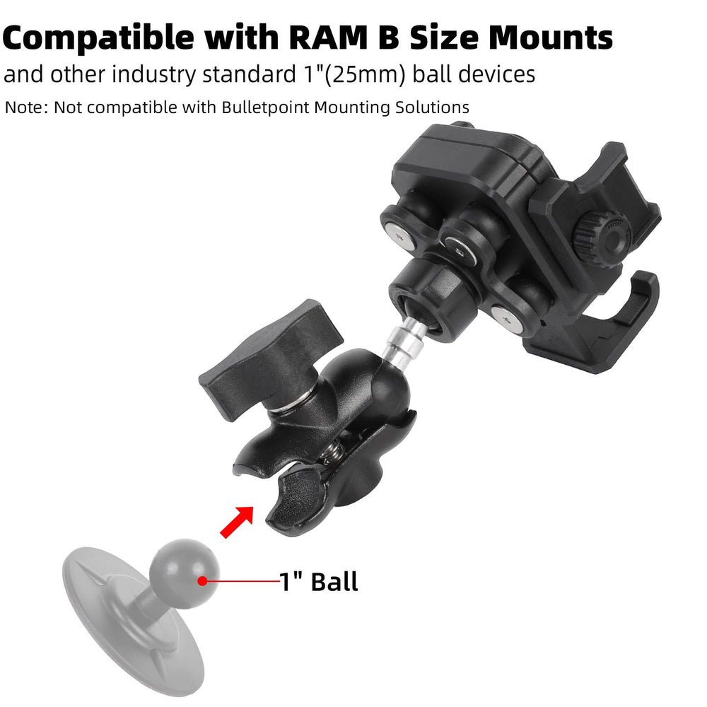 FPN 1" to 17mm ball adapter close-up for flexible mounting options