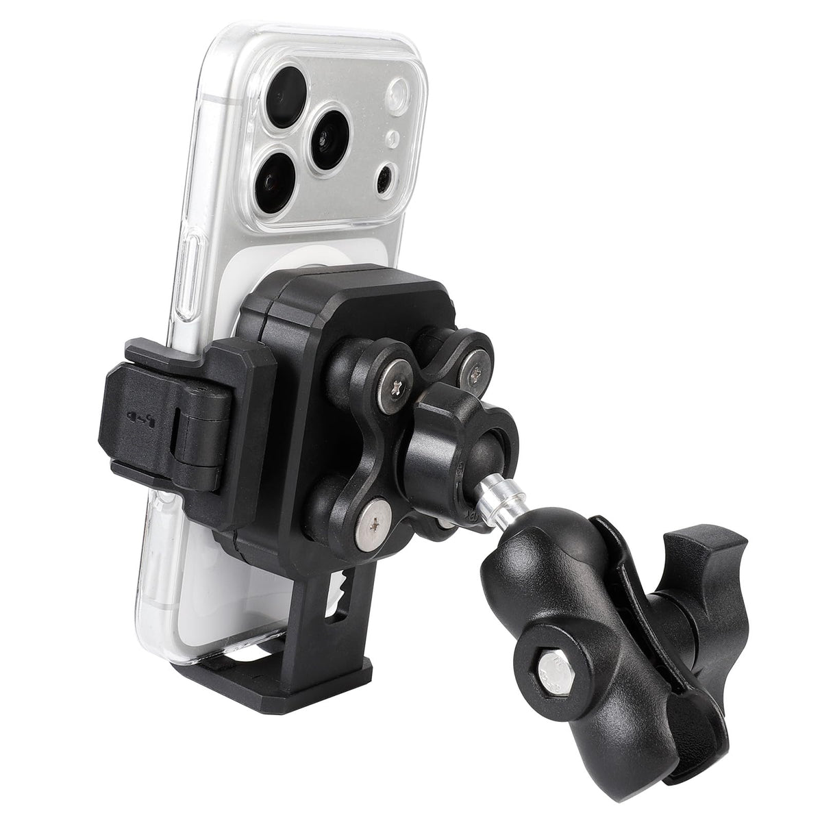 FPN front view of phone holder showing secure grip and quick-lock benefit