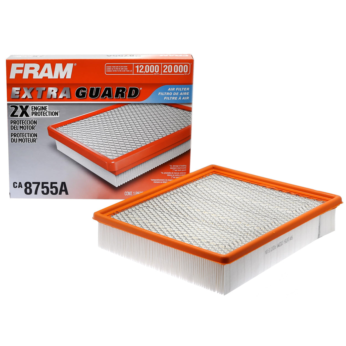 Fram CA8755A front view showing clean filter and fit benefit