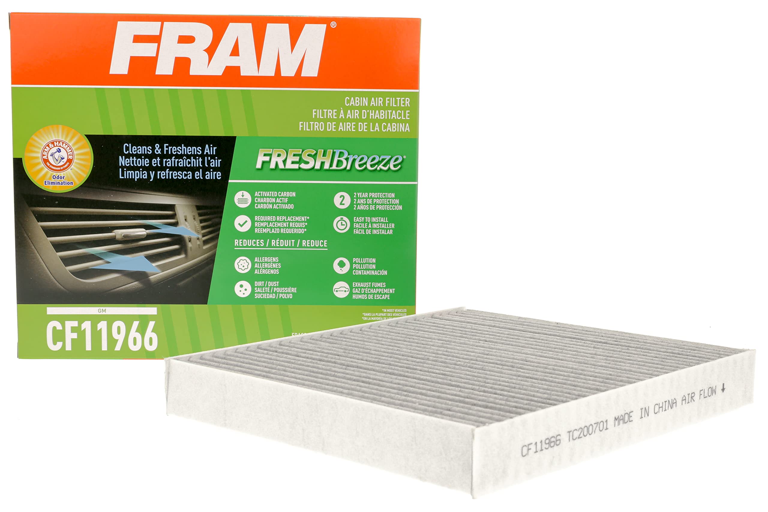 FRAM Fresh Breeze front packaging showing model and benefit