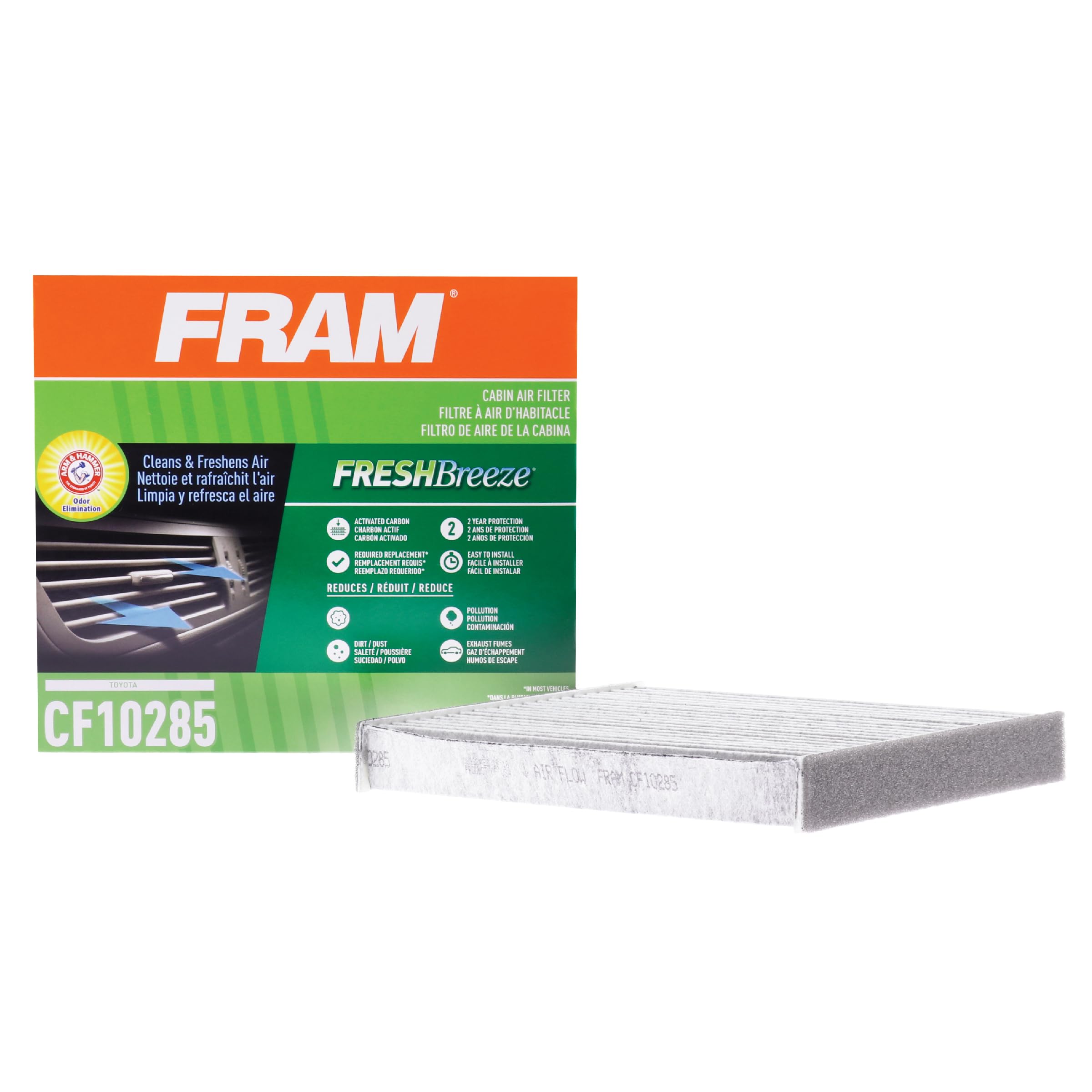 FRAM Fresh Breeze front packaging showing brand and fresh breeze benefit