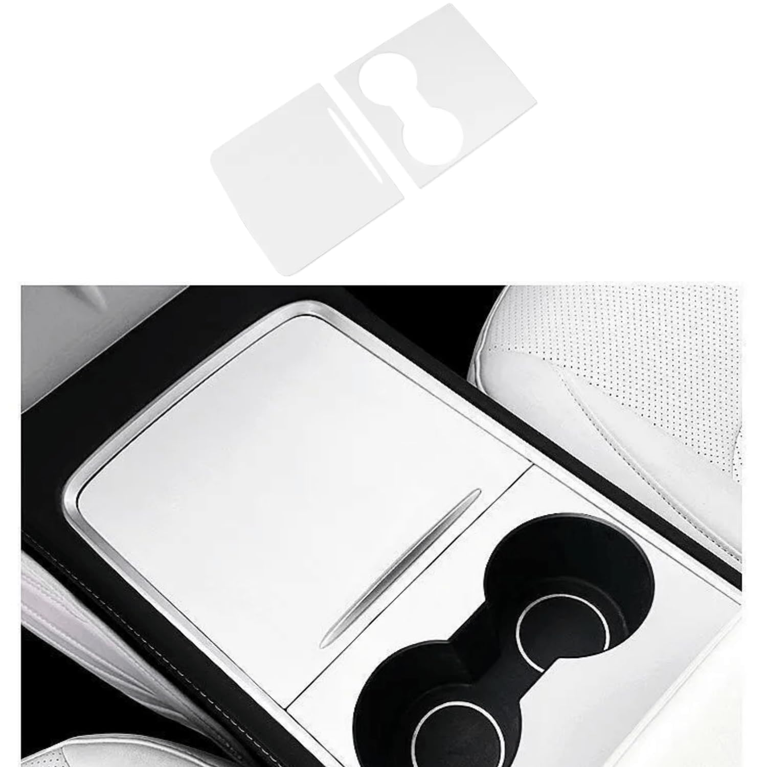 frani center console front view in white showing sleek protection and style