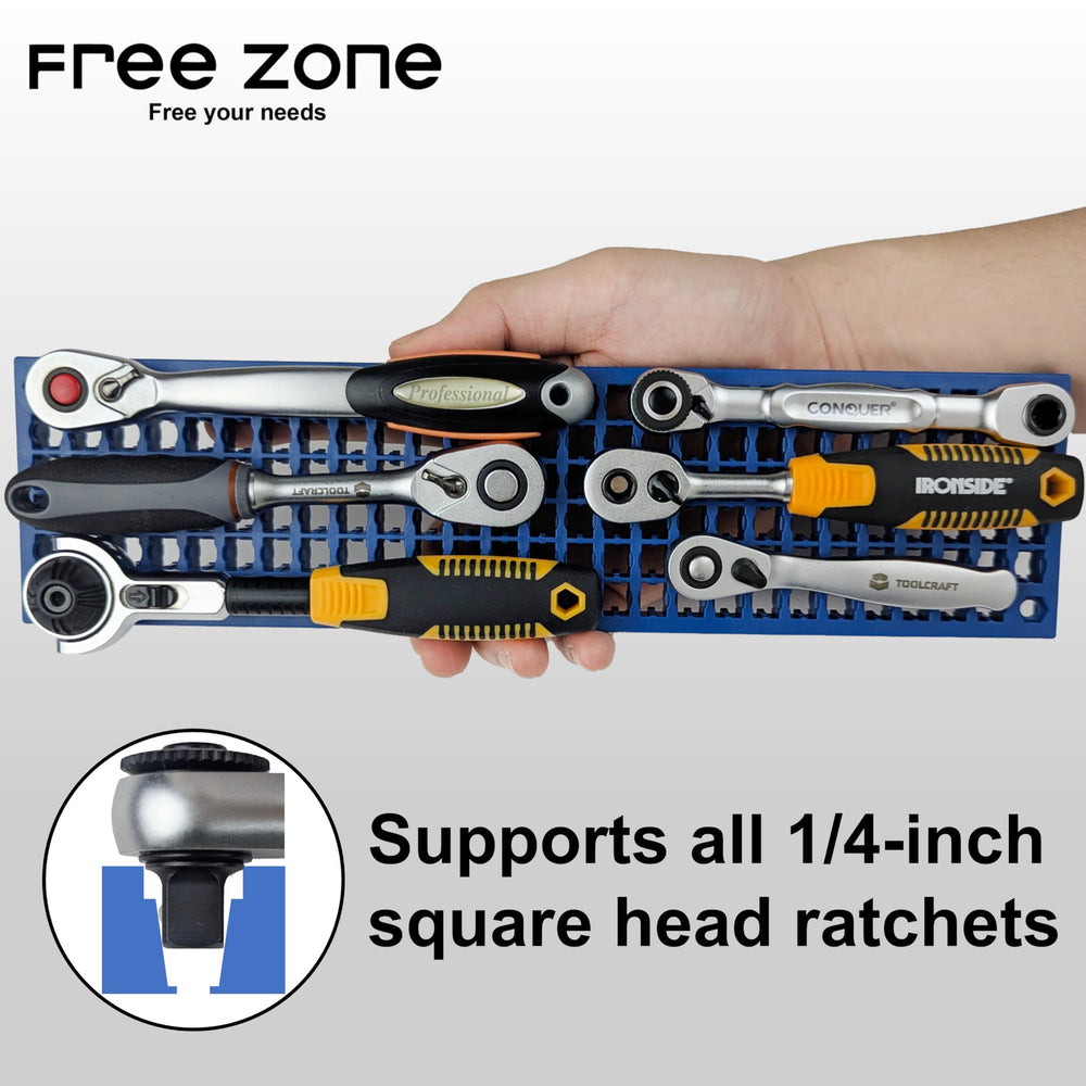 FREE ZONE tray beside ruler showing scale and high capacity organization benefit