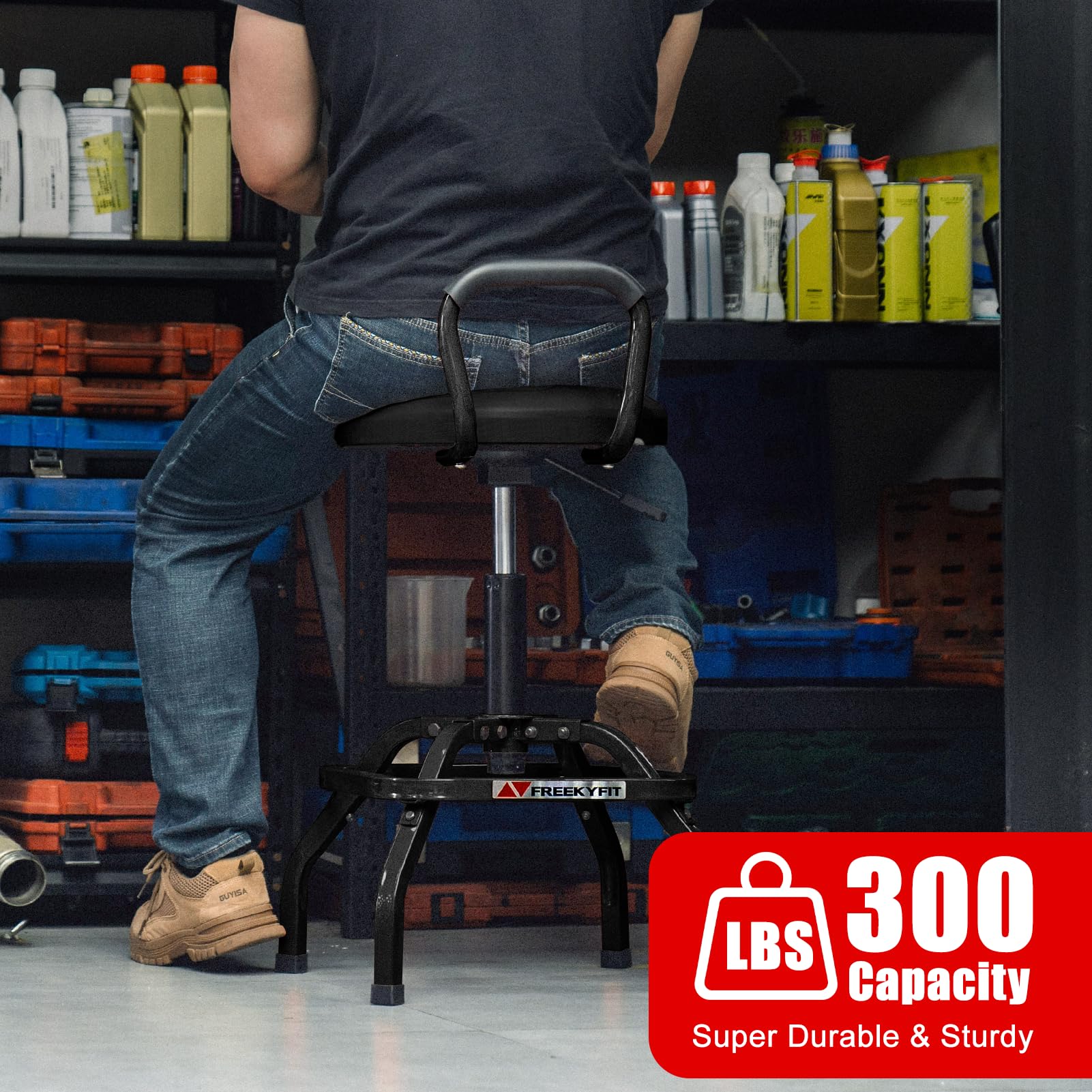 FreekyFit NBR handle/backrest detail offering grip and lumbar support