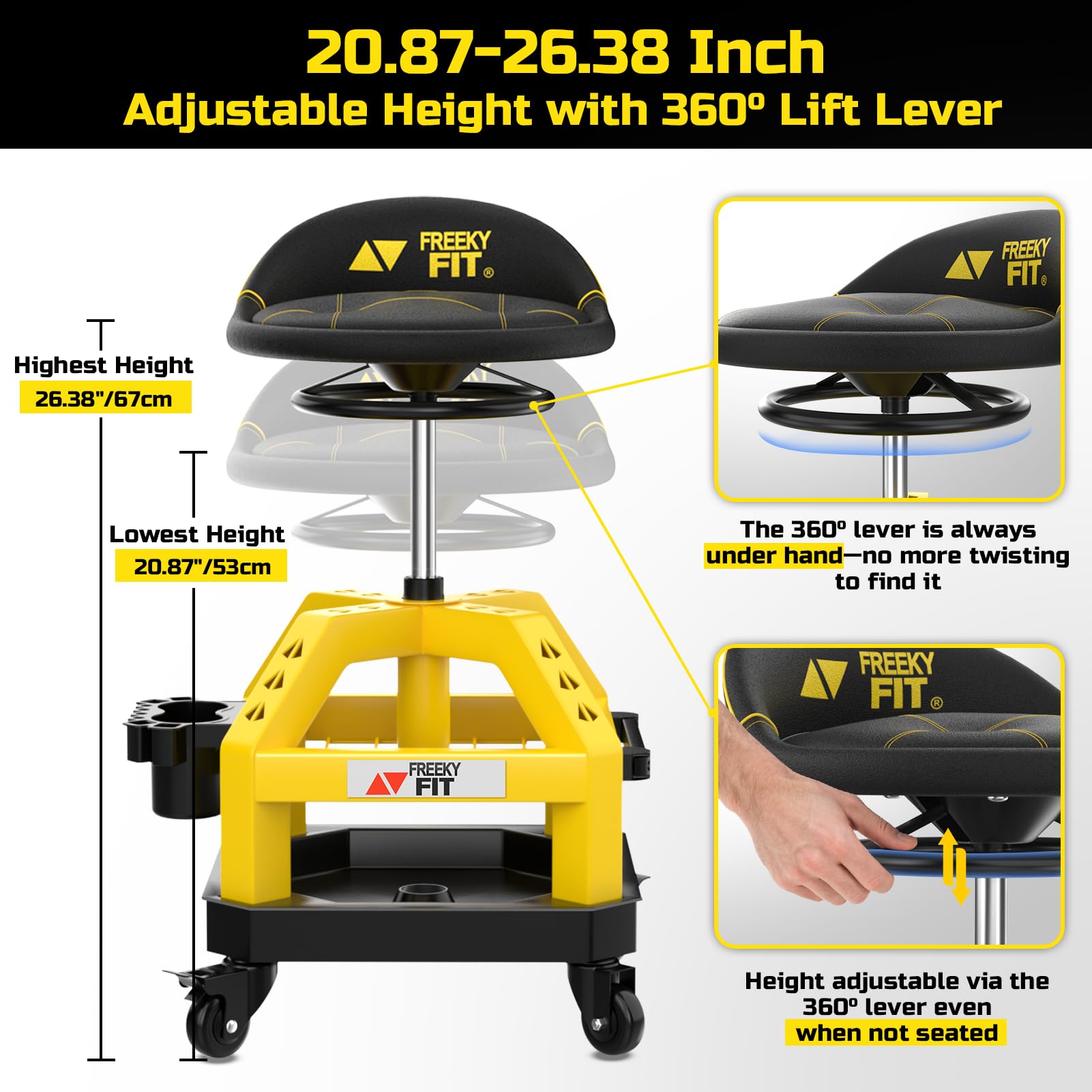 FreekyFit smooth casters close-up protecting floors and enabling easy movement