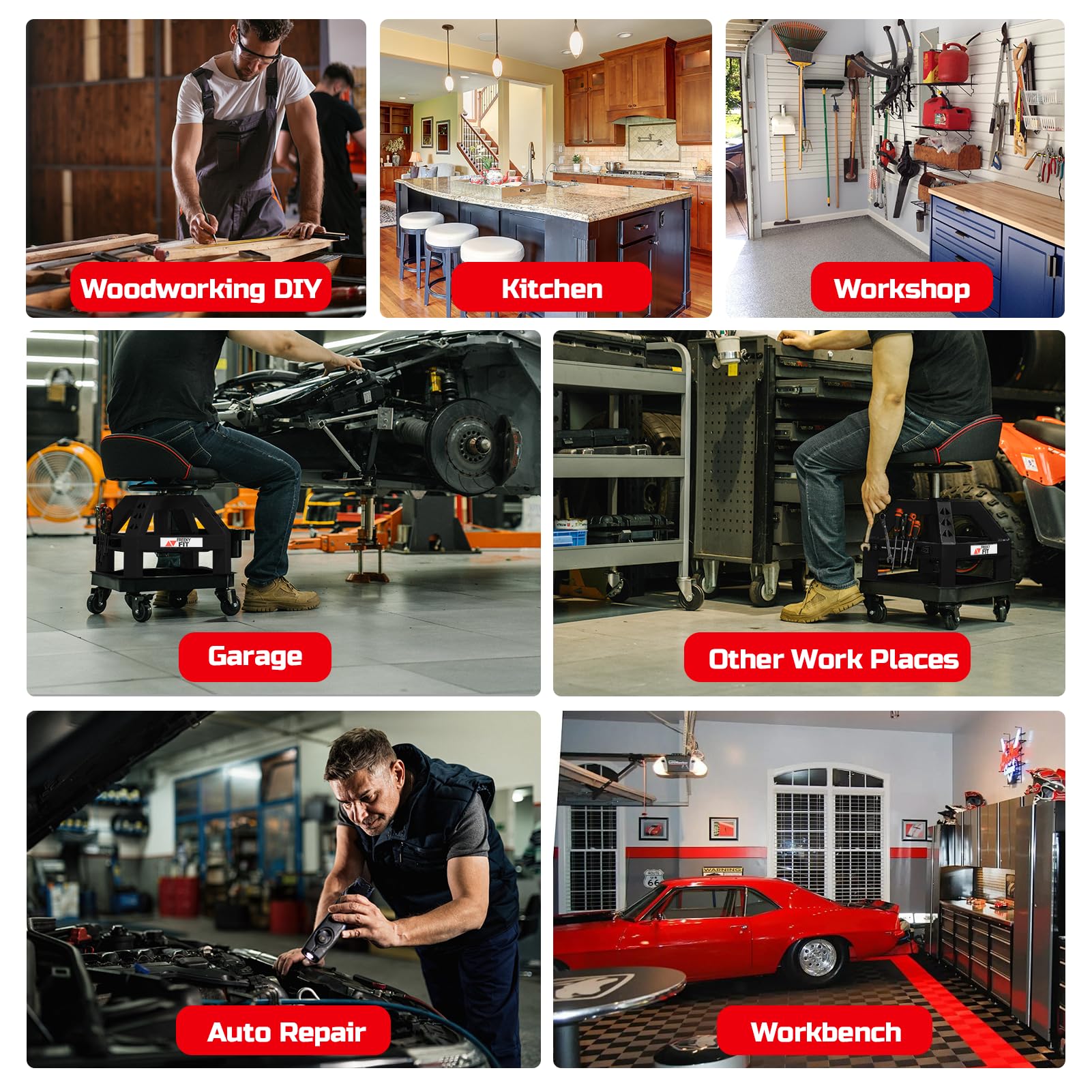 FreekyFit casters rolling smoothly on concrete protecting floors and easing movement