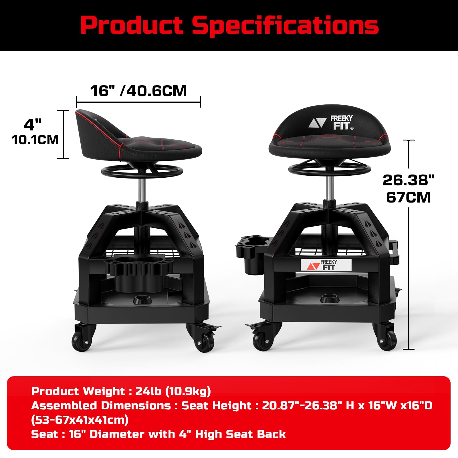 FreekyFit steel ring footrest and square-tube frame providing extra stability